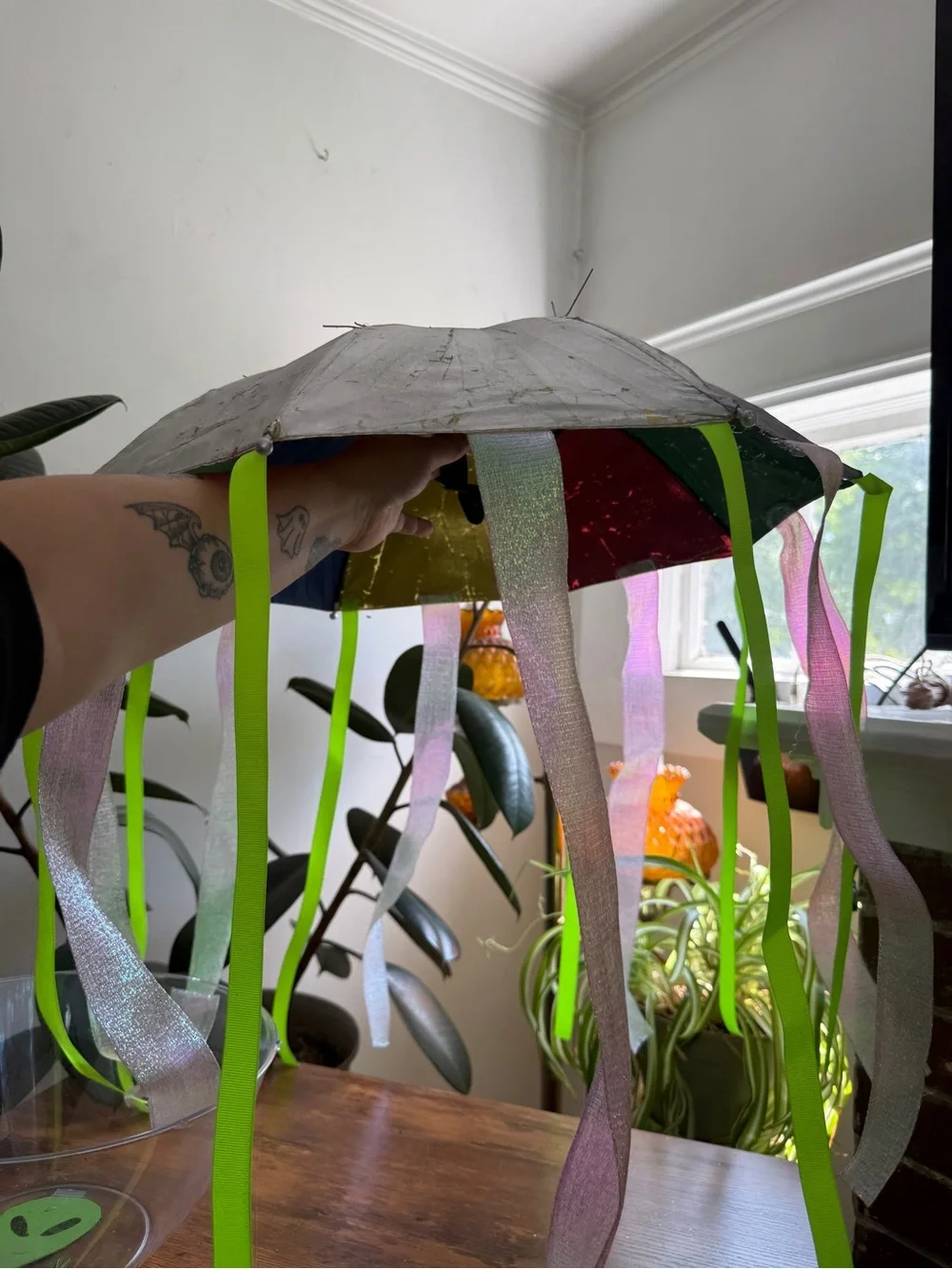 DIY Alien UFO Spaceship Costume Accessory Umbrella Hat Clear Bowl Prop Halloween